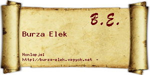 Burza Elek névjegykártya